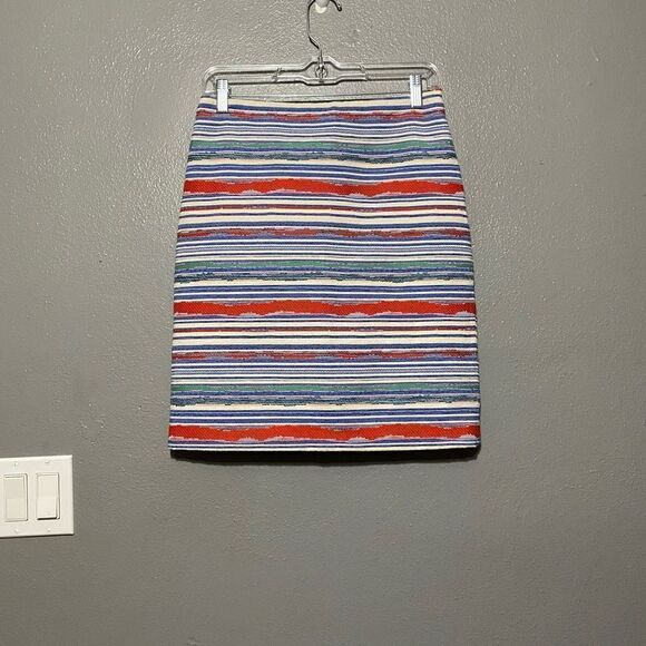 J. McLaughlin Dresses & Skirts - J. McLaughlin Woven Southwestern Blanket Motif Striped Pencil Skirt Sz 0